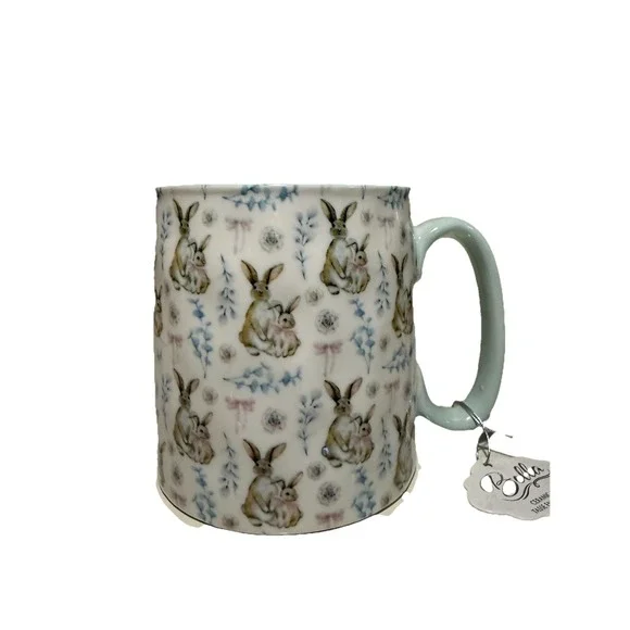 10 Strawberry Street Bella Spring Bunnies Ceramic Mug, Green, NEW w/ Tag - Picture 1 of 2